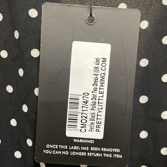 NWT PrettyLittleThing Black White Polka Dot Wrap Dress. Size 4 S small - Picture 5 of 10